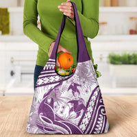 Purple Polynesia Grocery Bag Polynesian Turtle Shark Tattoo Tropical Vintage