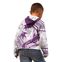 Purple Polynesia Kid Hoodie Polynesian Turtle Shark Tattoo Tropical Vintage LT14 - Polynesian Pride
