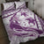 Purple Polynesia Quilt Bed Set Polynesian Turtle Shark Tattoo Tropical Vintage