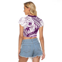 Purple Polynesia Raglan Cropped T Shirt Polynesian Turtle Shark Tattoo Tropical Vintage LT14 - Polynesian Pride