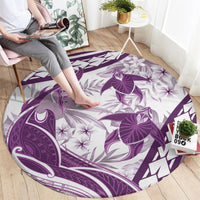 Purple Polynesia Round Carpet Polynesian Turtle Shark Tattoo Tropical Vintage LT14 - Polynesian Pride