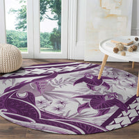Purple Polynesia Round Carpet Polynesian Turtle Shark Tattoo Tropical Vintage LT14 - Polynesian Pride