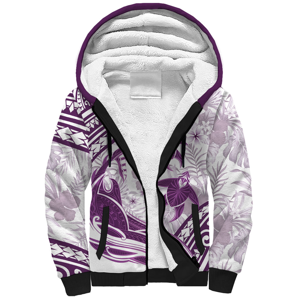 Purple Polynesia Sherpa Hoodie Polynesian Turtle Shark Tattoo Tropical Vintage LT14 Unisex Purple - Polynesian Pride