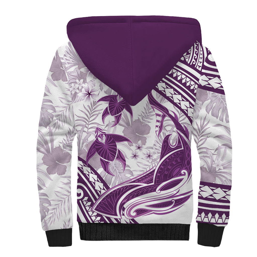 Purple Polynesia Sherpa Hoodie Polynesian Turtle Shark Tattoo Tropical Vintage LT14 - Polynesian Pride