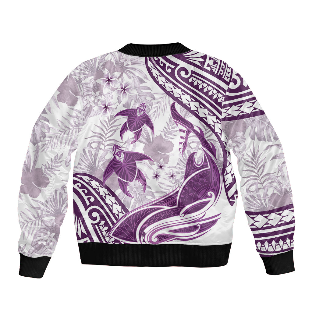 Purple Polynesia Sleeve Zip Bomber Jacket Polynesian Turtle Shark Tattoo Tropical Vintage LT14 - Polynesian Pride