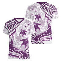 Purple Polynesia Women V Neck T Shirt Polynesian Turtle Shark Tattoo Tropical Vintage LT14 - Polynesian Pride