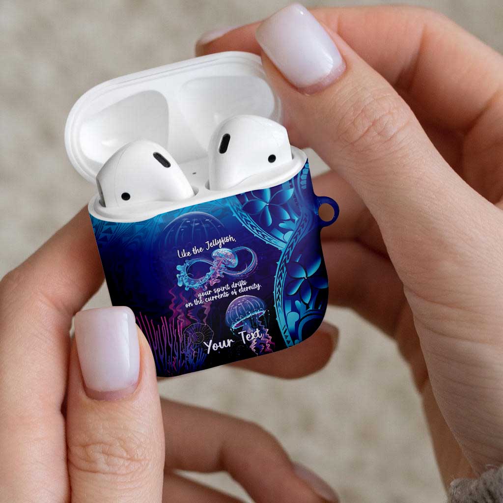 Polynesia Jellyfish Memorial Personalised AirPods Case Infinity Jellies Polynesian Pattern