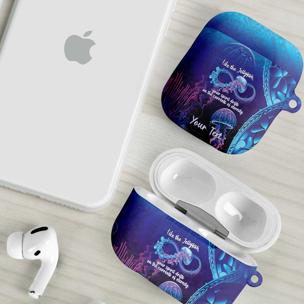 Polynesia Jellyfish Memorial Personalised AirPods Case Infinity Jellies Polynesian Pattern