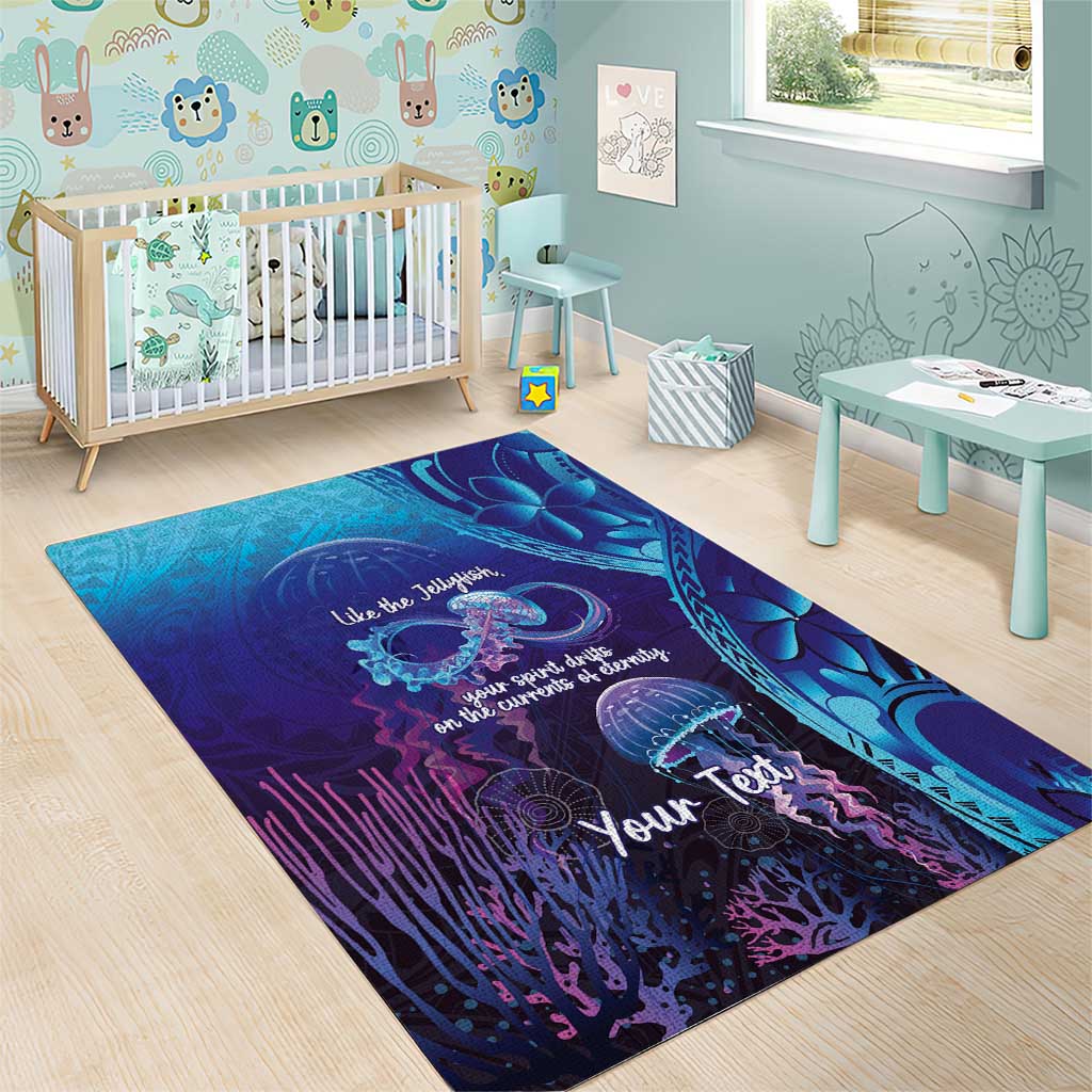 Polynesia Jellyfish Memorial Personalised Area Rug Infinity Jellies Polynesian Pattern LT14 - Polynesian Pride