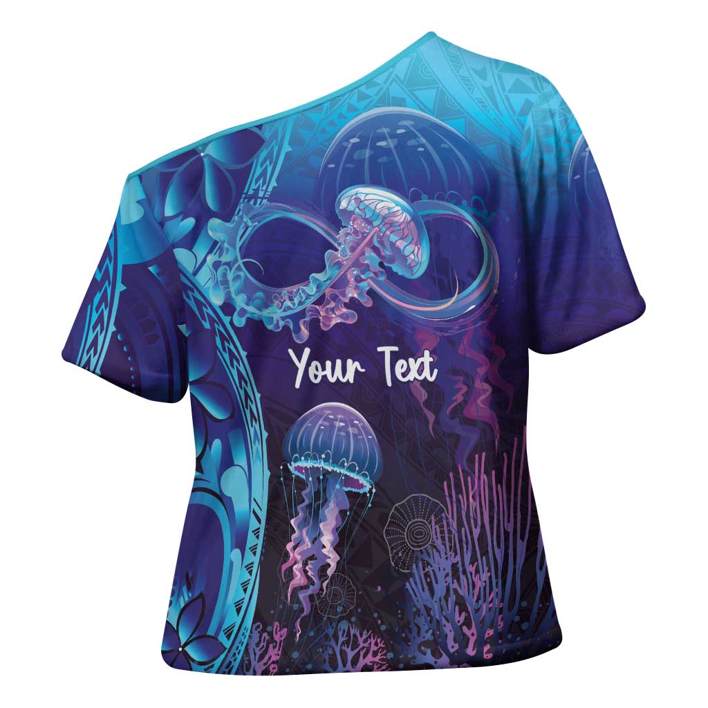 Polynesia Jellyfish Memorial Personalised Cross Shoulder Shirt Infinity Jellies Polynesian Pattern LT14 - Polynesian Pride