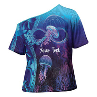 Polynesia Jellyfish Memorial Personalised Cross Shoulder Shirt Infinity Jellies Polynesian Pattern LT14 - Polynesian Pride