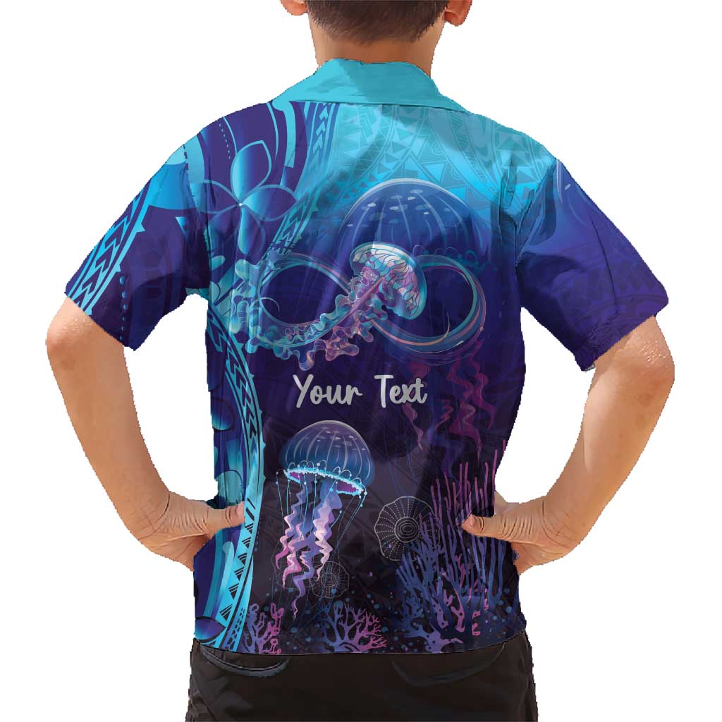 Polynesia Jellyfish Memorial Personalised Family Matching Off The Shoulder Long Sleeve Dress and Hawaiian Shirt Infinity Jellies Polynesian Pattern
