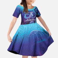 Polynesia Jellyfish Memorial Personalised Family Matching Off The Shoulder Long Sleeve Dress and Hawaiian Shirt Infinity Jellies Polynesian Pattern