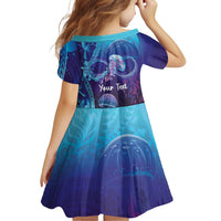 Polynesia Jellyfish Memorial Personalised Family Matching Off The Shoulder Long Sleeve Dress and Hawaiian Shirt Infinity Jellies Polynesian Pattern