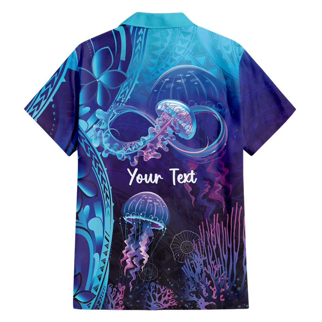 Polynesia Jellyfish Memorial Personalised Family Matching Off The Shoulder Long Sleeve Dress and Hawaiian Shirt Infinity Jellies Polynesian Pattern
