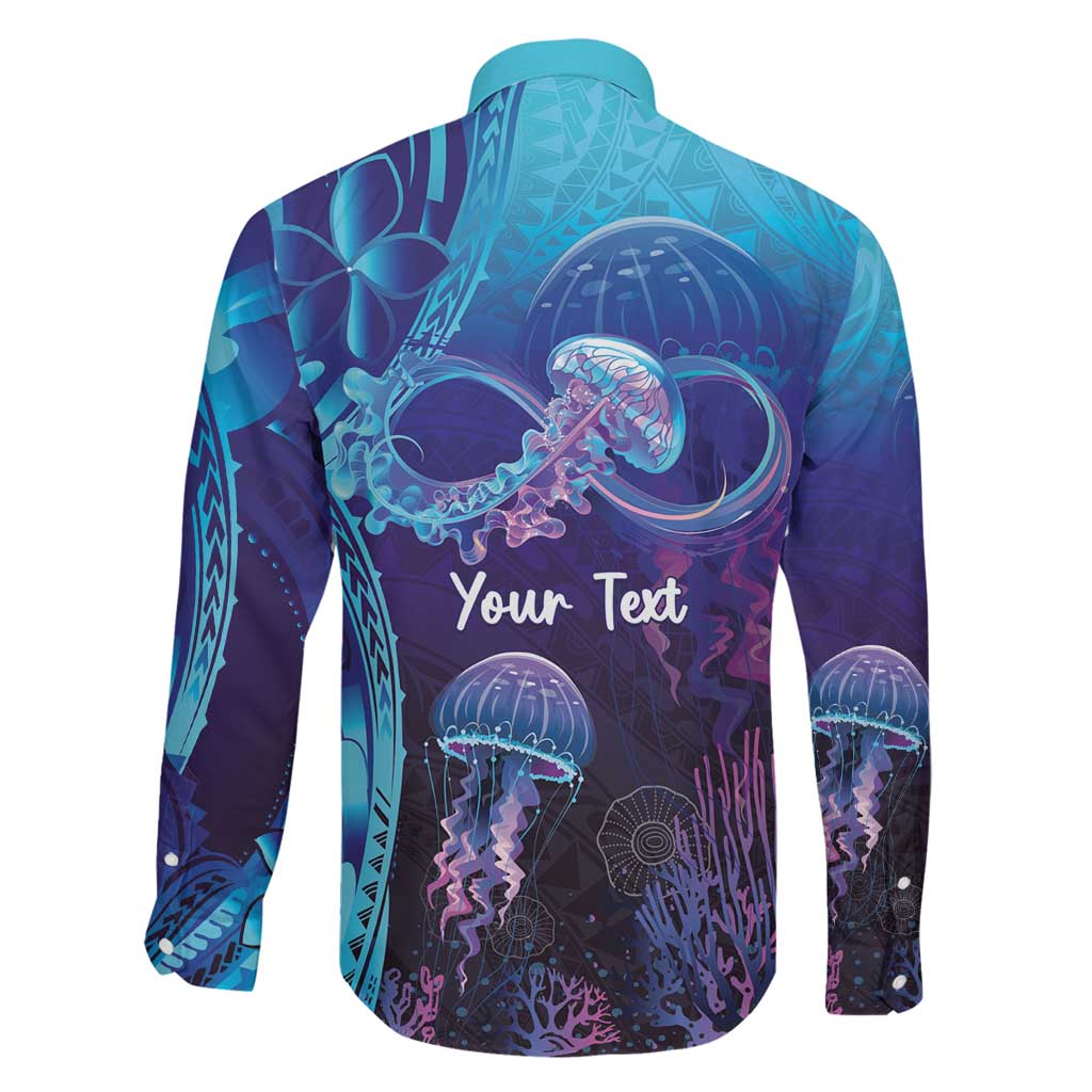 Polynesia Jellyfish Memorial Personalised Family Matching Off The Shoulder Long Sleeve Dress and Hawaiian Shirt Infinity Jellies Polynesian Pattern