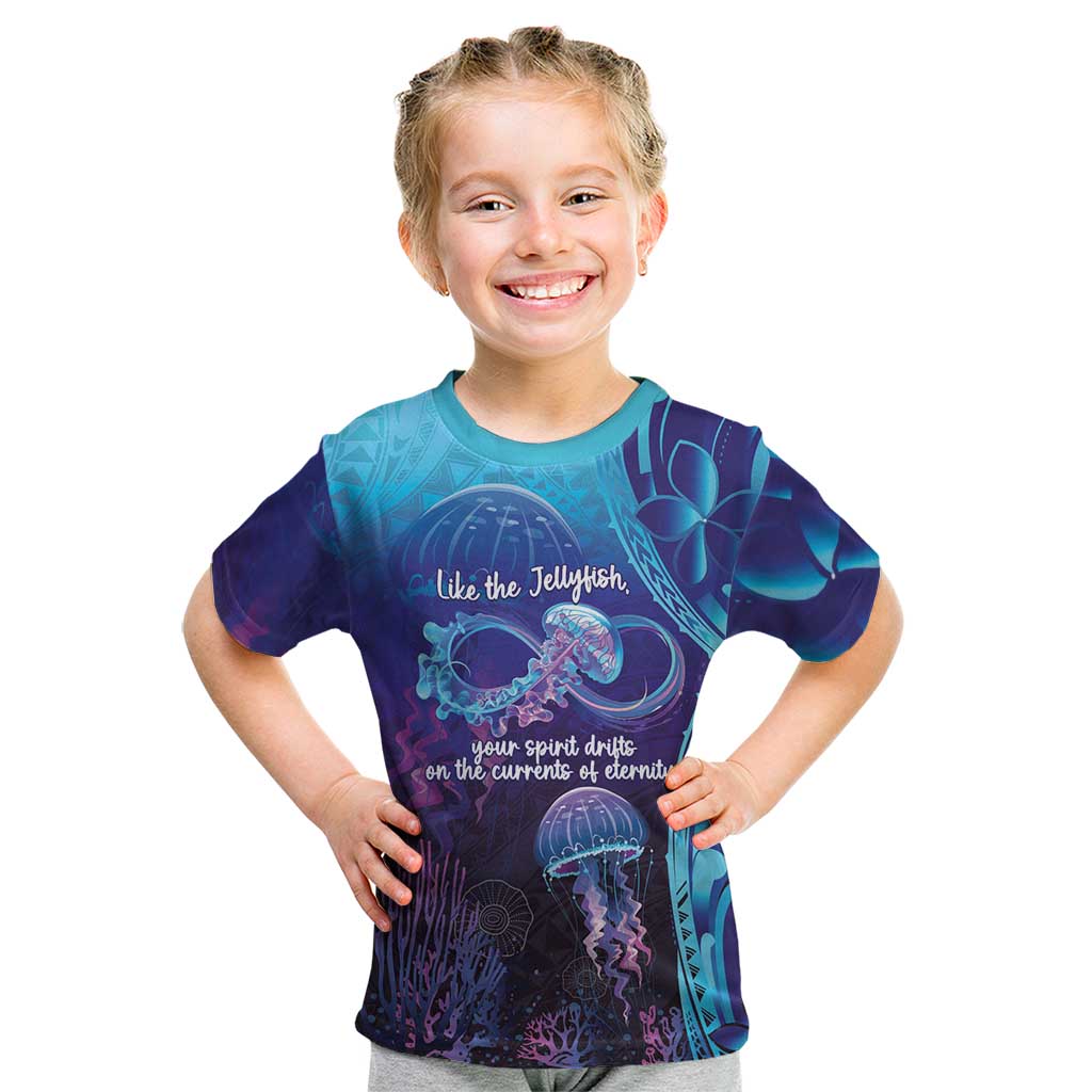 Polynesia Jellyfish Memorial Personalised Kid T Shirt Infinity Jellies Polynesian Pattern LT14 Purple - Polynesian Pride