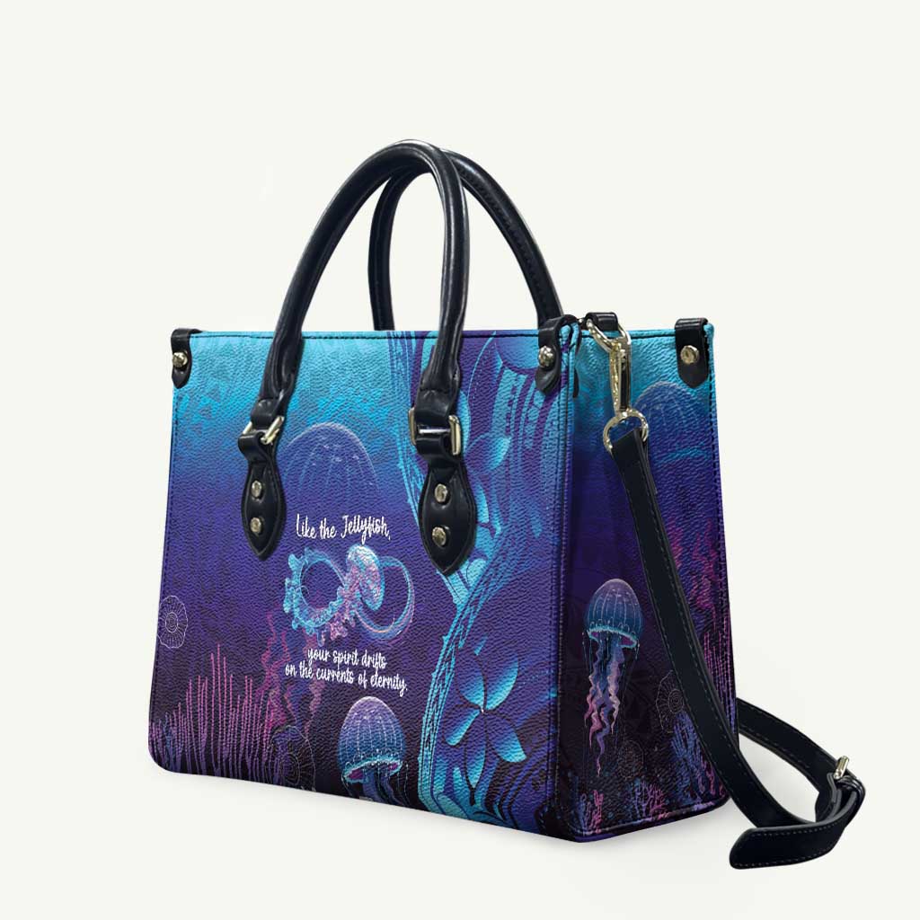 Polynesia Jellyfish Memorial Personalised Leather Bag Infinity Jellies Polynesian Pattern