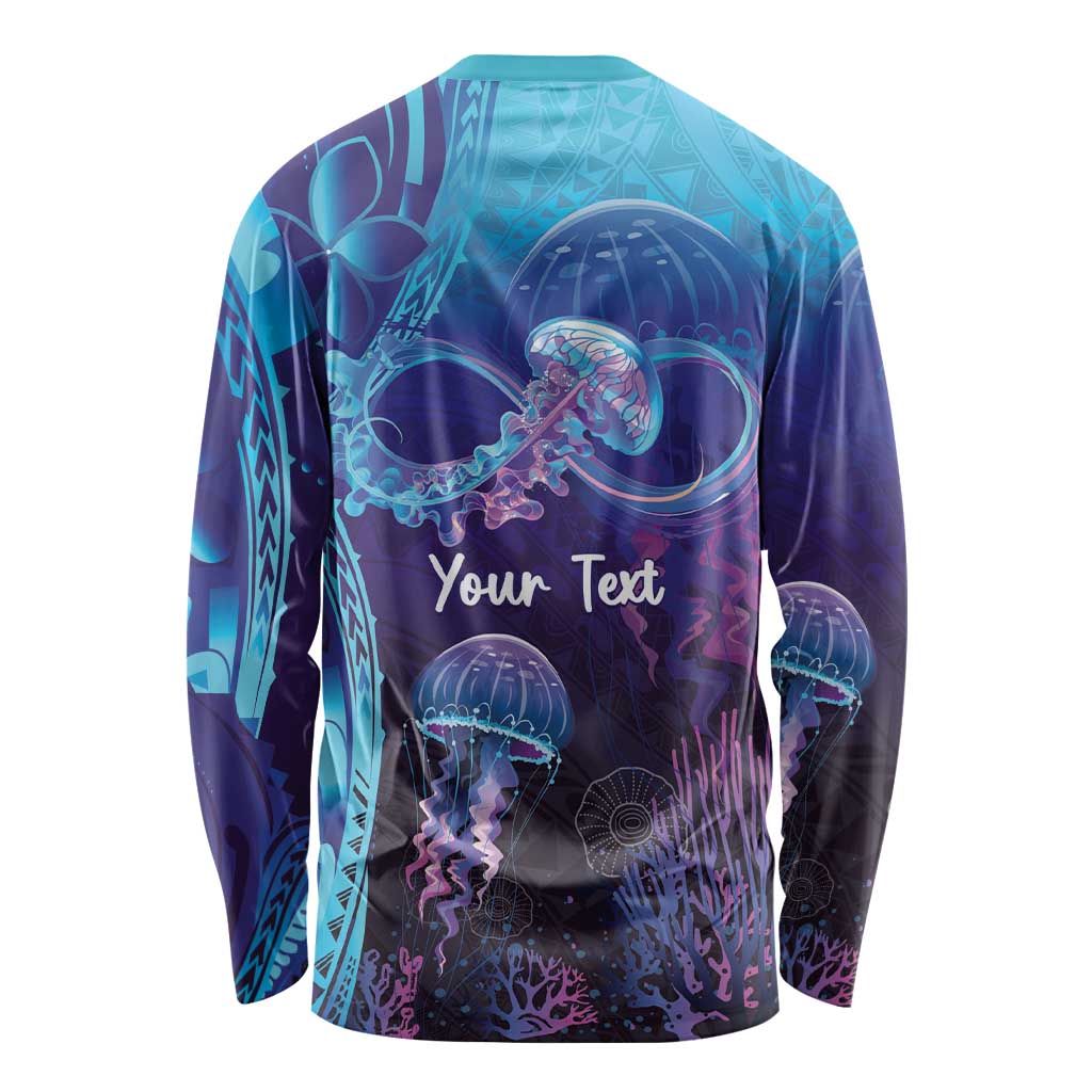 Polynesia Jellyfish Memorial Personalised Long Sleeve Shirt Infinity Jellies Polynesian Pattern