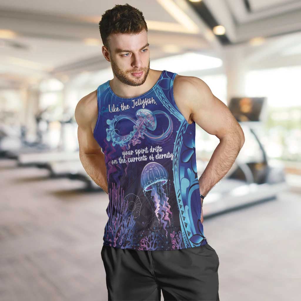 Polynesia Jellyfish Memorial Personalised Men Tank Top Infinity Jellies Polynesian Pattern