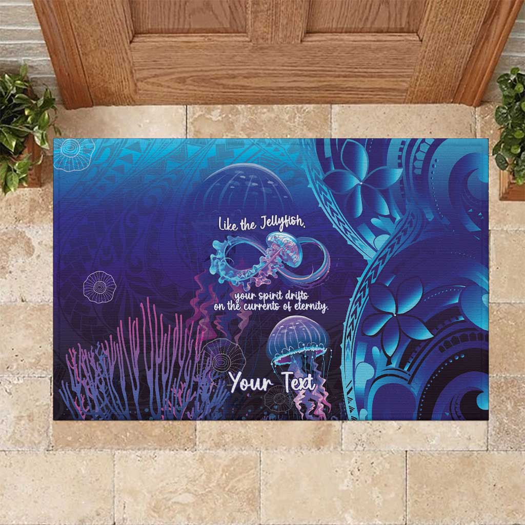 Polynesia Jellyfish Memorial Personalised Rubber Doormat Infinity Jellies Polynesian Pattern