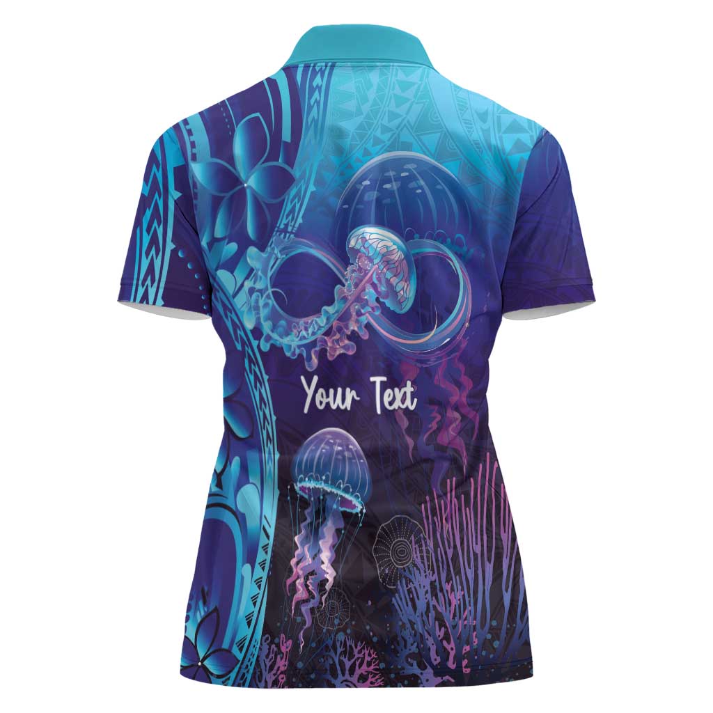 Polynesia Jellyfish Memorial Personalised Women Polo Shirt Infinity Jellies Polynesian Pattern LT14 - Polynesian Pride