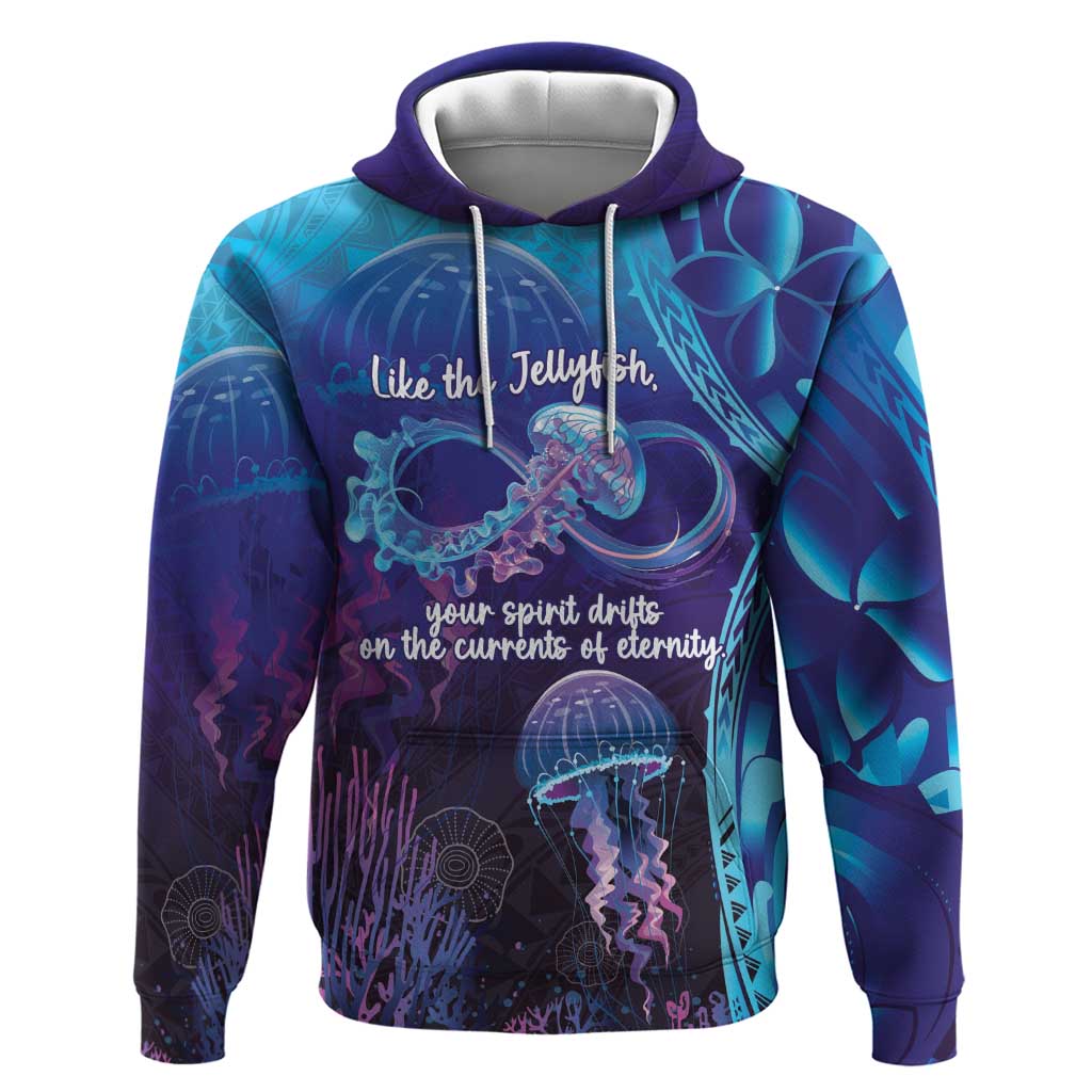 Polynesia Jellyfish Memorial Personalised Zip Hoodie Infinity Jellies Polynesian Pattern LT14 Pullover Hoodie Purple - Polynesian Pride