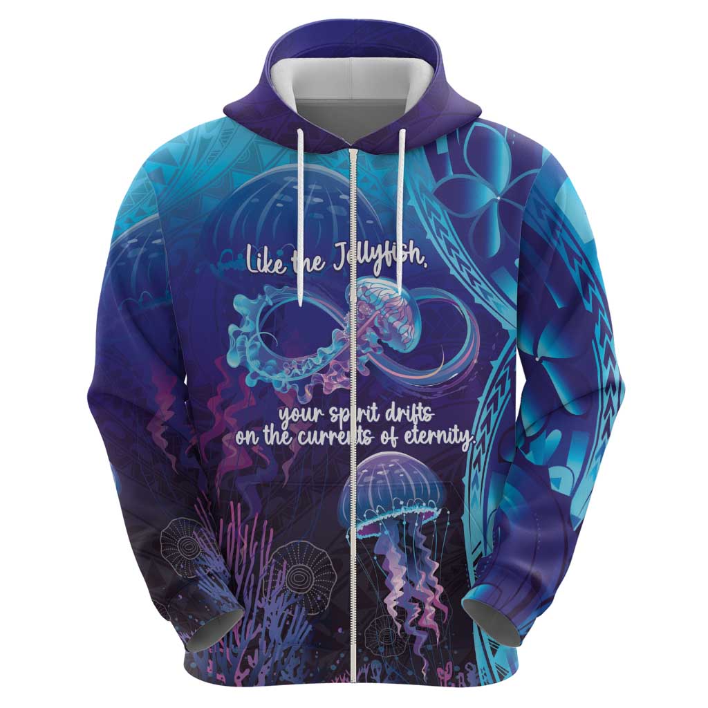 Polynesia Jellyfish Memorial Personalised Zip Hoodie Infinity Jellies Polynesian Pattern LT14 - Polynesian Pride