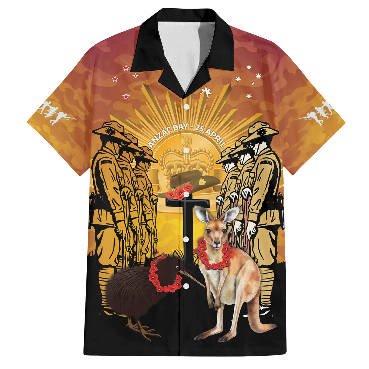 Australia And New Zealand ANZAC Family Matching Off Shoulder Short Dress and Hawaiian Shirt Aussie Kangaroo With Aotearoa Kiwi Lest We Forget