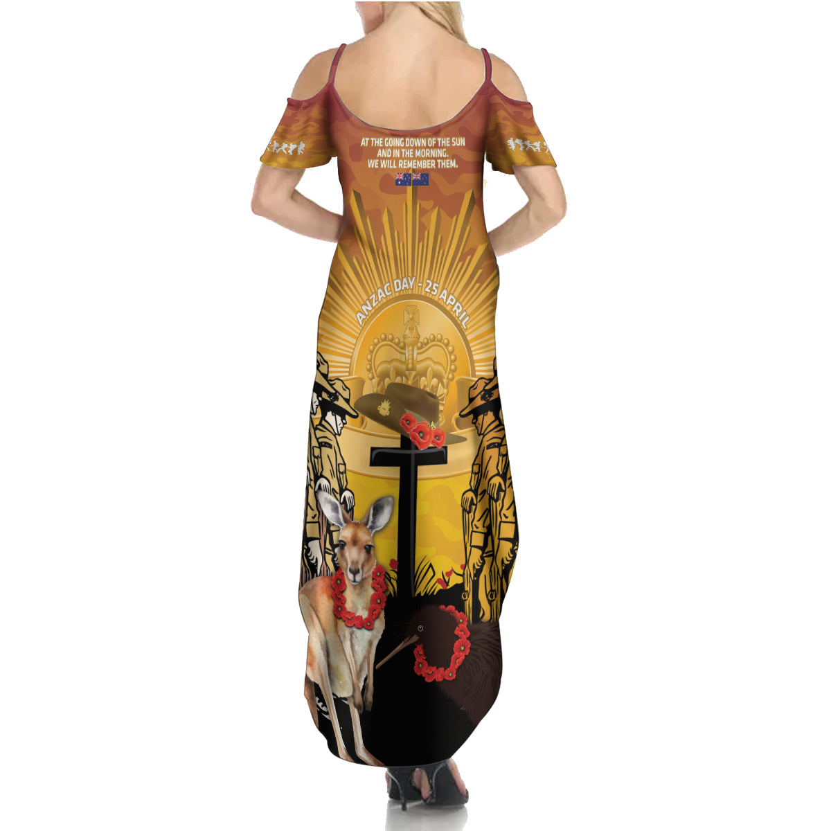 Australia And New Zealand ANZAC Family Matching Summer Maxi Dress and Hawaiian Shirt Aussie Kangaroo With Aotearoa Kiwi Lest We Forget