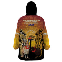 Australia And New Zealand ANZAC Wearable Blanket Hoodie Aussie Kangaroo With Aotearoa Kiwi Lest We Forget