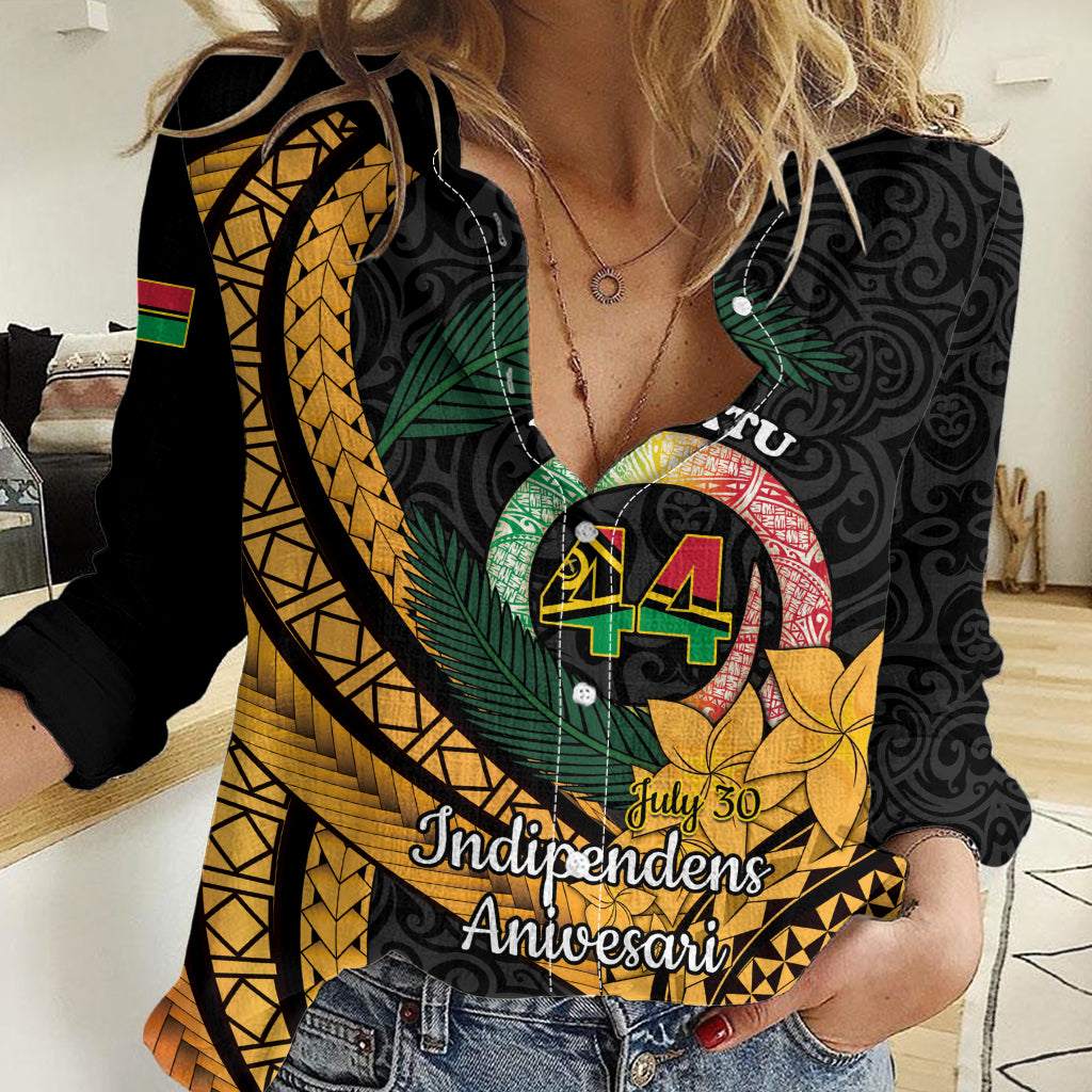 Personalised Vanuatu Independence Day Women Casual Shirt July 30 Vanuatuan Pig Tusk