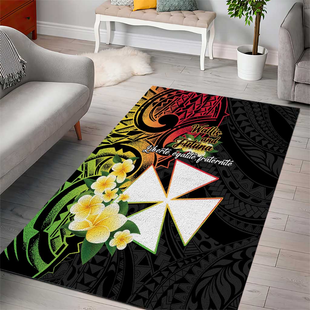 Wallis and Futuna Victory Day Area Rug Liberty Equality Fraternity Polynesian Plumeria