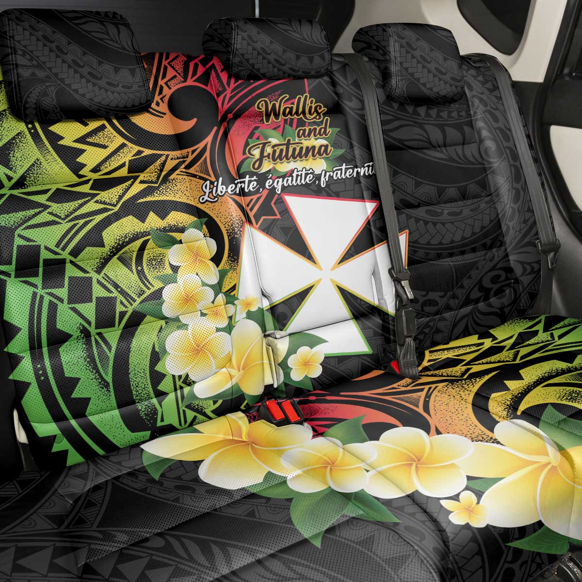 Wallis and Futuna Victory Day Back Car Seat Cover Liberty Equality Fraternity Polynesian Plumeria
