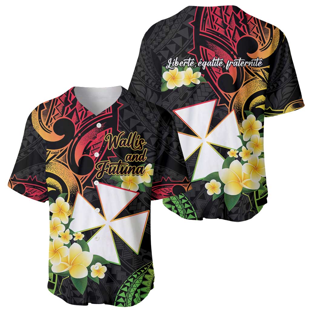 Wallis and Futuna Victory Day Baseball Jersey Liberty Equality Fraternity Polynesian Plumeria