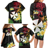 Wallis and Futuna Victory Day Family Matching Long Sleeve Bodycon Dress and Hawaiian Shirt Liberty Equality Fraternity Polynesian Plumeria