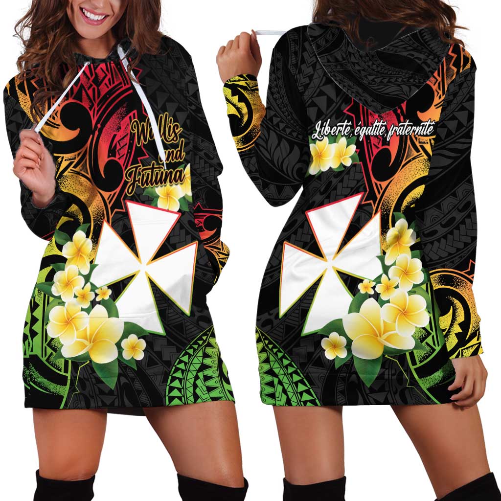 Wallis and Futuna Victory Day Hoodie Dress Liberty Equality Fraternity Polynesian Plumeria