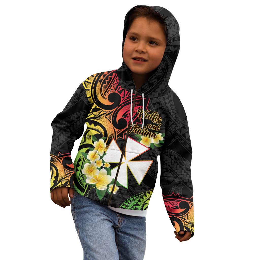 Wallis and Futuna Victory Day Kid Hoodie Liberty Equality Fraternity Polynesian Plumeria