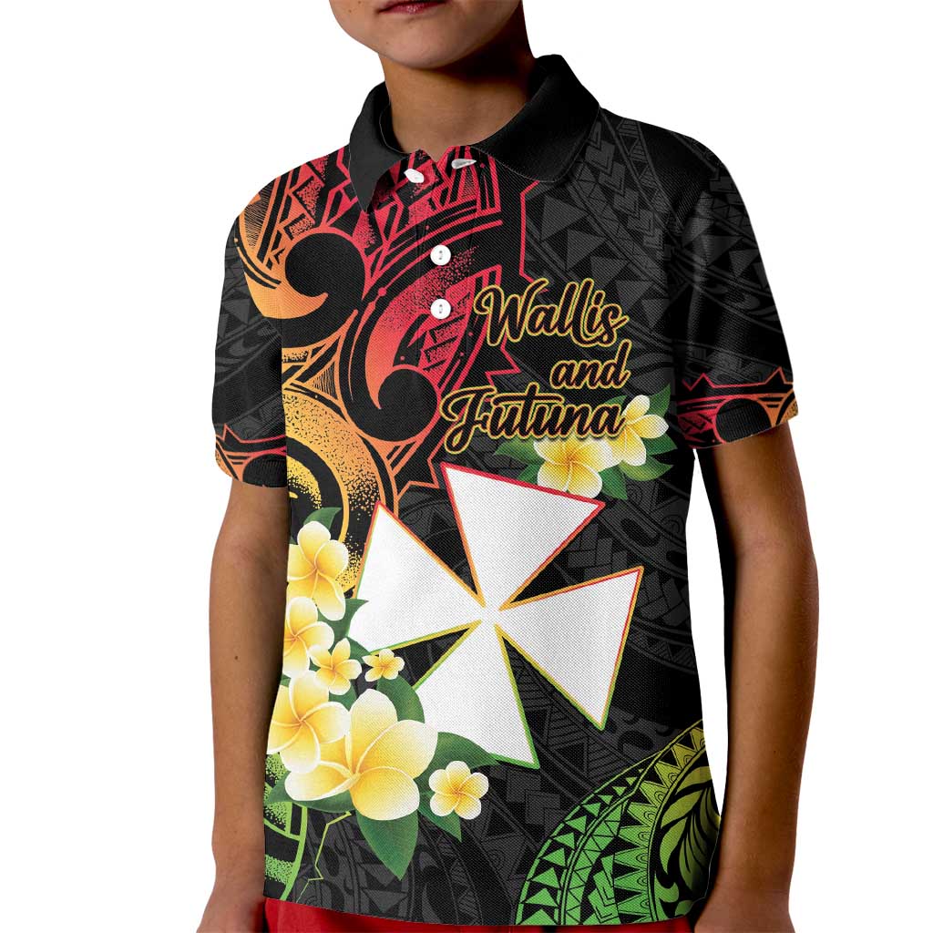 Wallis and Futuna Victory Day Kid Polo Shirt Liberty Equality Fraternity Polynesian Plumeria LT14 Kid Black - Polynesian Pride