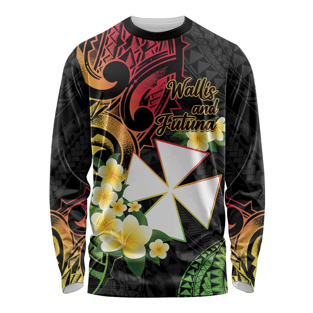 Wallis and Futuna Victory Day Long Sleeve Shirt Liberty Equality Fraternity Polynesian Plumeria LT14 Unisex Black - Polynesian Pride