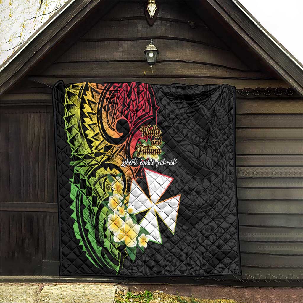 Wallis and Futuna Victory Day Quilt Liberty Equality Fraternity Polynesian Plumeria
