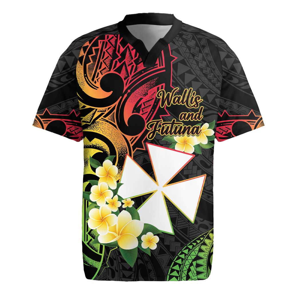 Wallis and Futuna Victory Day Rugby Jersey Liberty Equality Fraternity Polynesian Plumeria