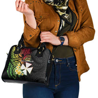 Wallis and Futuna Victory Day Shoulder Handbag Liberty Equality Fraternity Polynesian Plumeria