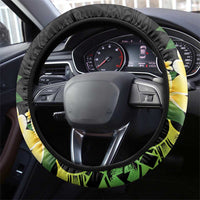 Wallis and Futuna Victory Day Steering Wheel Cover Liberty Equality Fraternity Polynesian Plumeria