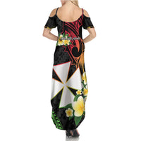 Wallis and Futuna Victory Day Summer Maxi Dress Liberty Equality Fraternity Polynesian Plumeria