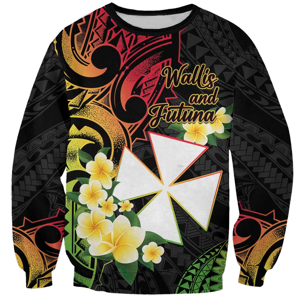 Wallis and Futuna Victory Day Sweatshirt Liberty Equality Fraternity Polynesian Plumeria LT14 Unisex Black - Polynesian Pride