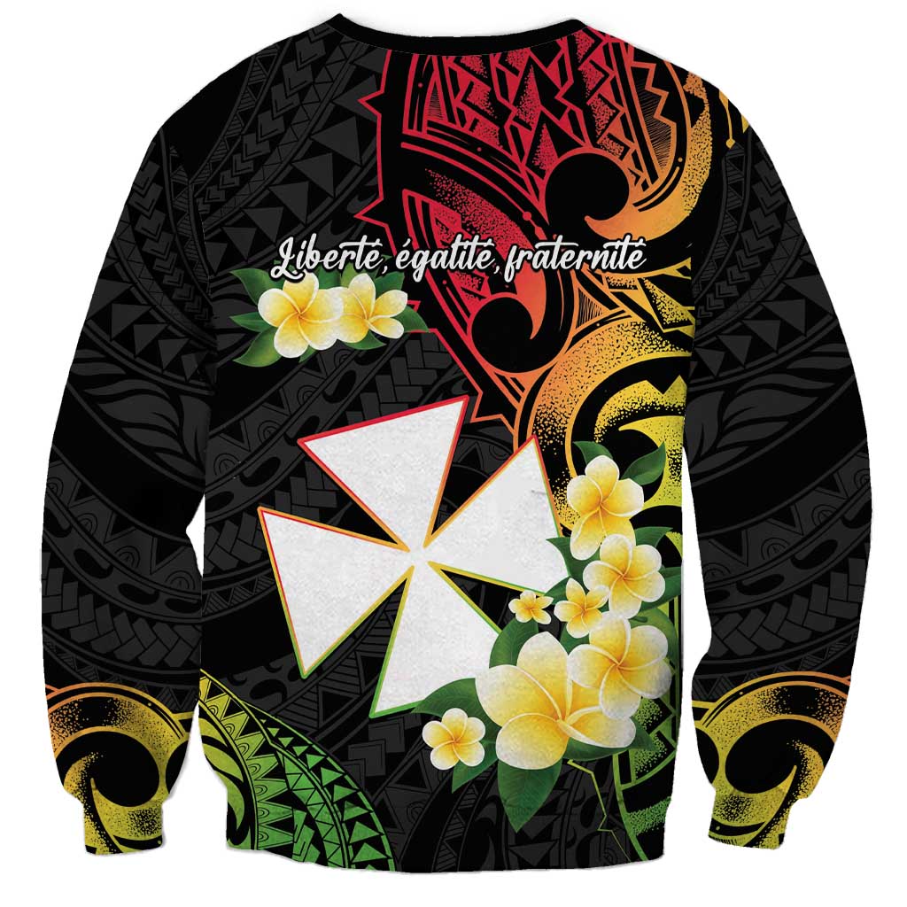 Wallis and Futuna Victory Day Sweatshirt Liberty Equality Fraternity Polynesian Plumeria