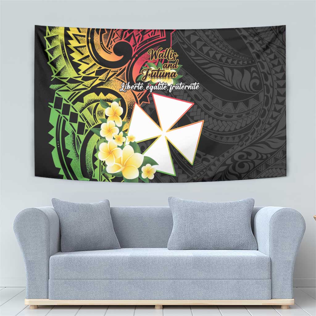 Wallis and Futuna Victory Day Tapestry Liberty Equality Fraternity Polynesian Plumeria
