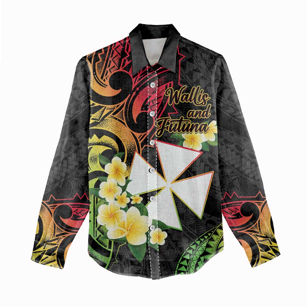 Wallis and Futuna Victory Day Women Casual Shirt Liberty Equality Fraternity Polynesian Plumeria