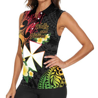 Wallis and Futuna Victory Day Women Sleeveless Polo Shirt Liberty Equality Fraternity Polynesian Plumeria